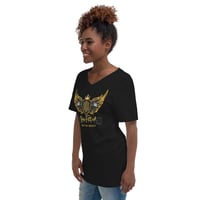 Image 3 of BOSSFITTED Black and Yellow  Unisex V-Neck T-Shirt