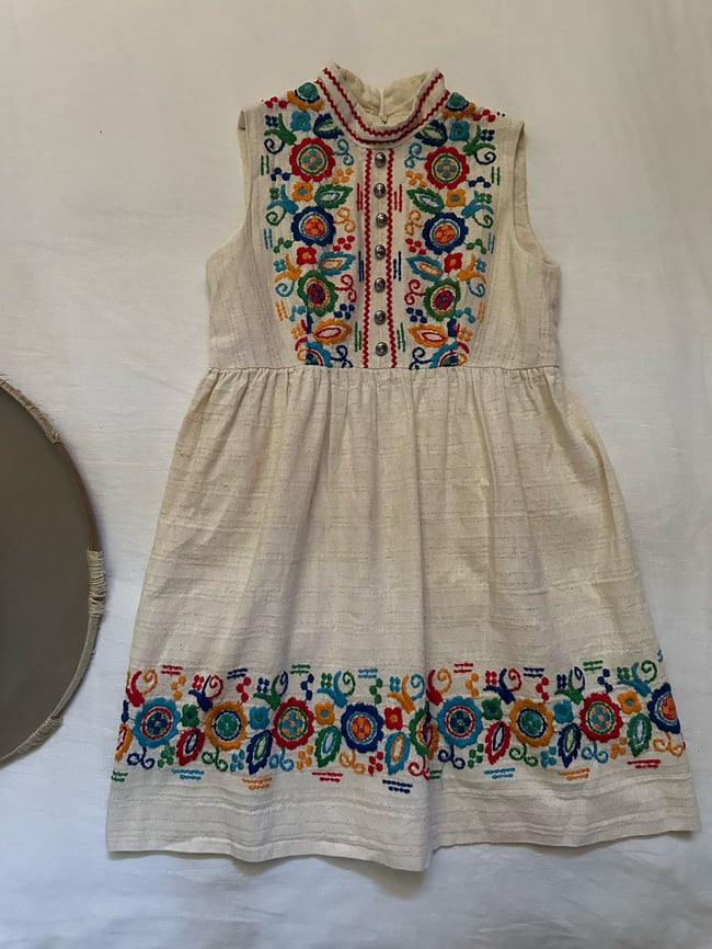 late 60s cotton muslin embroidered mini dress