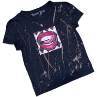 Image 2 of “PIERCED TONGUE” Custom Hand Painted Baby Tee SMALL