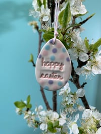 Image 2 of Pastel Polka Dot Happy Easter Egg Hanging Decoration