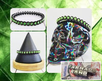 Image 1 of Black + Peridot Bangle Bracelet