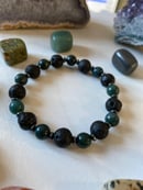 Image 2 of 8/10mm Lava Stone & Moss Agate Bracelet with Hematite 