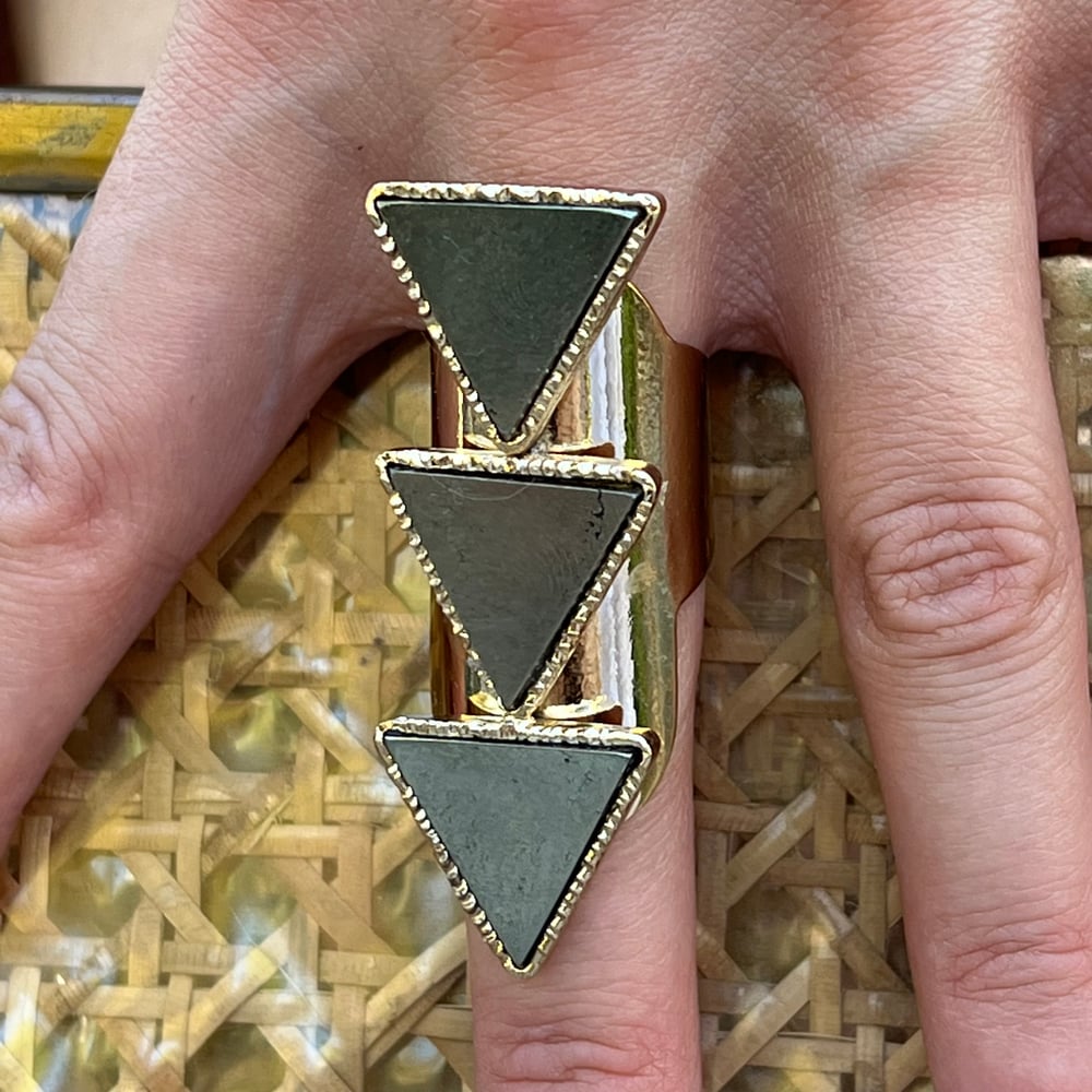 Image of Triple pyramid pyrite ring