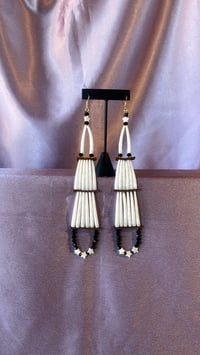 Image 1 of 2 tier Dentalium Chandelier Earrings