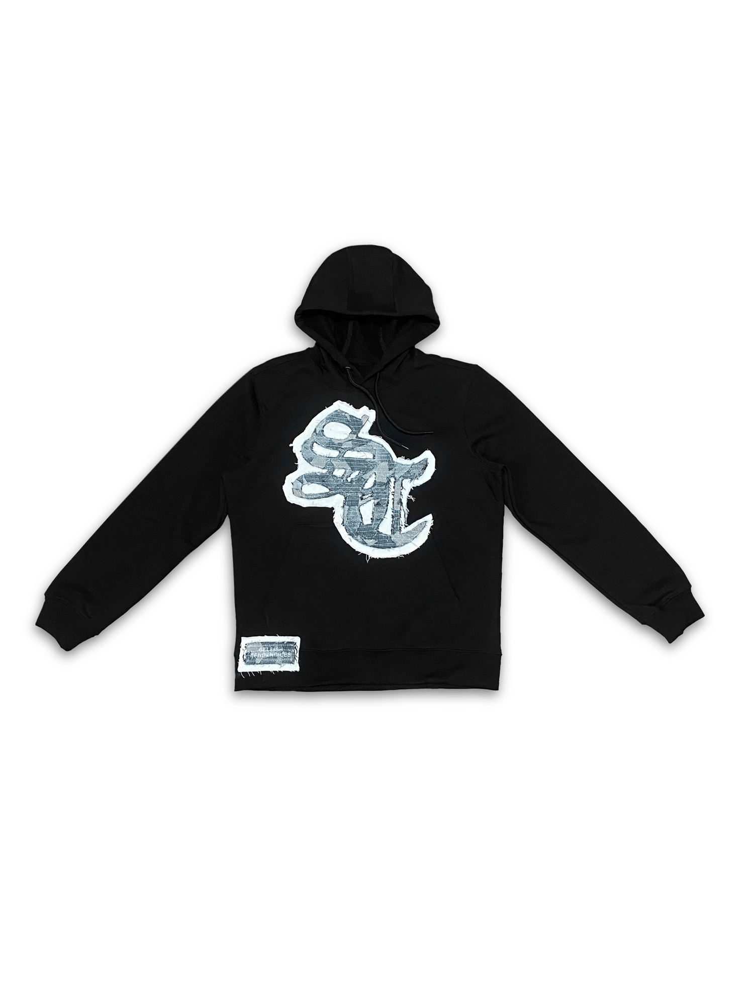 Denim scrap patch work hoodie 