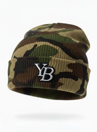 Image 1 of YB Embroidered Logo Patch Cuffed Beanie Cap
