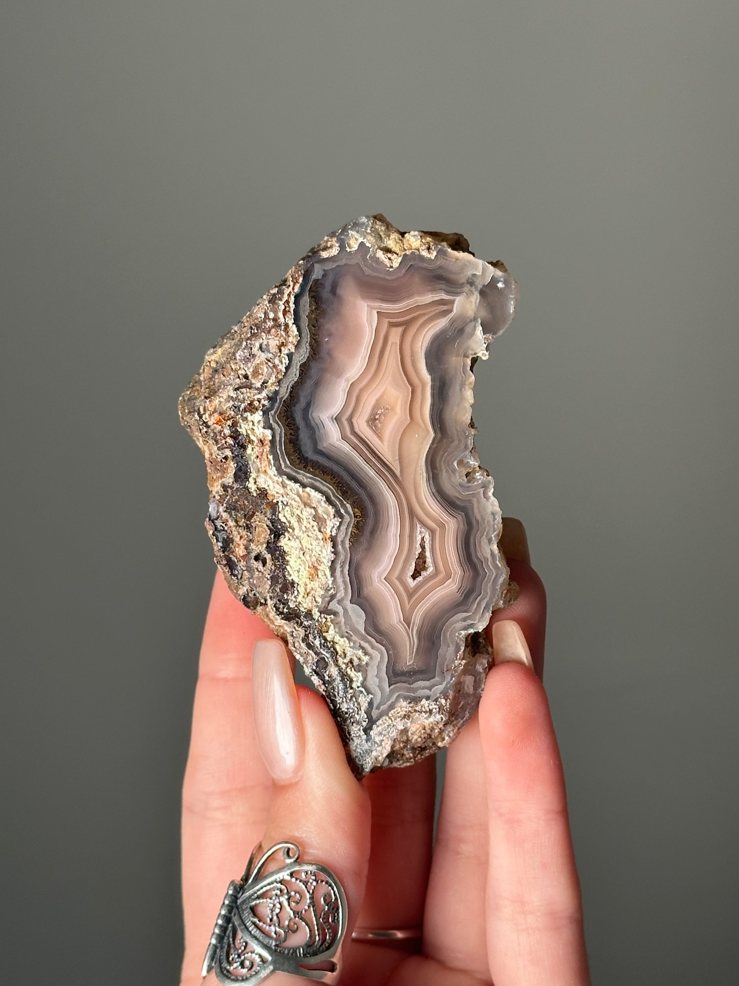 MOSSY PINK DRUZY LAGUNA AGATE FROM MEXICO 