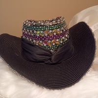 Image 1 of WESTERN COLLECTION: BLACK JEWELS BLING HAT