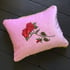 Pink velvet, red rose cushion Image 2