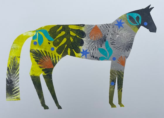 Image of A4 unframed monoprinted horse IV