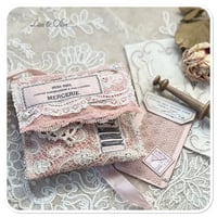 Image 3 of petite vintage french lace sewing pouch and vintage sewing notions