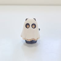 Image 1 of Glow in dark Cat With Ghost Mask Ceramic figurine 