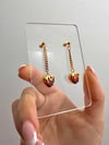 RED DRIP HEART CHAIN DROP EARRINGS 