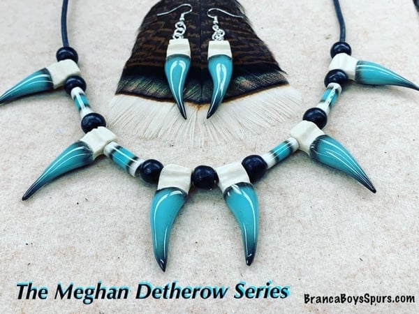 Image of Turquoise Spur Necklace and Earrings 