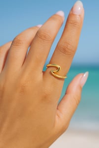 Image 2 of Ocean Wave Ring | 18k Gold Plating Waterproof
