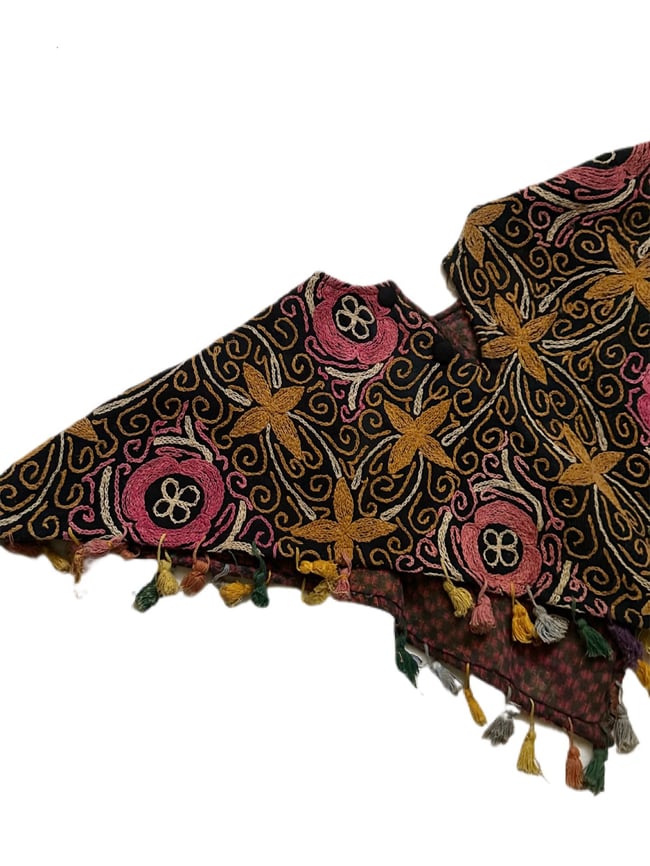 antique turkish wool cape crewel work embroidery 