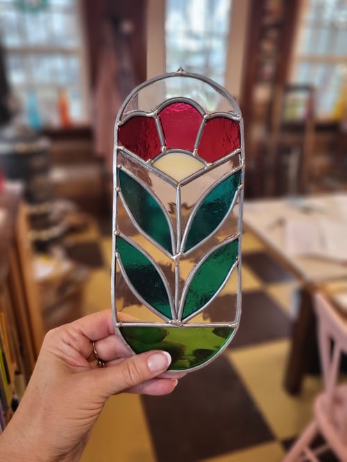 Image of Cottage Flower mini panel- stained glass