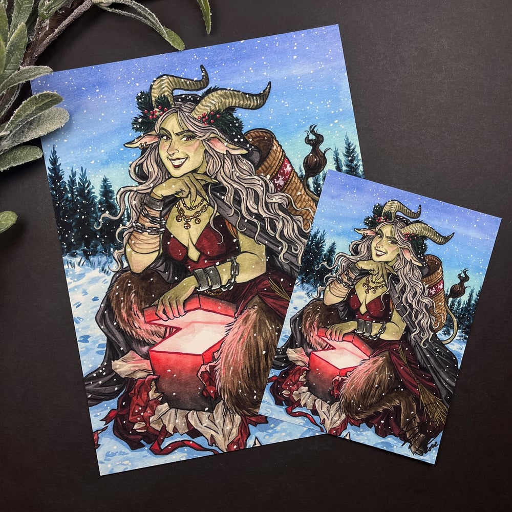 Lady Krampus 2.0 Signed Watercolor Print 