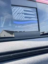 Image 1 of Sliding Window Thin Line Distressed American Flag Decal 2009-2024 RAM