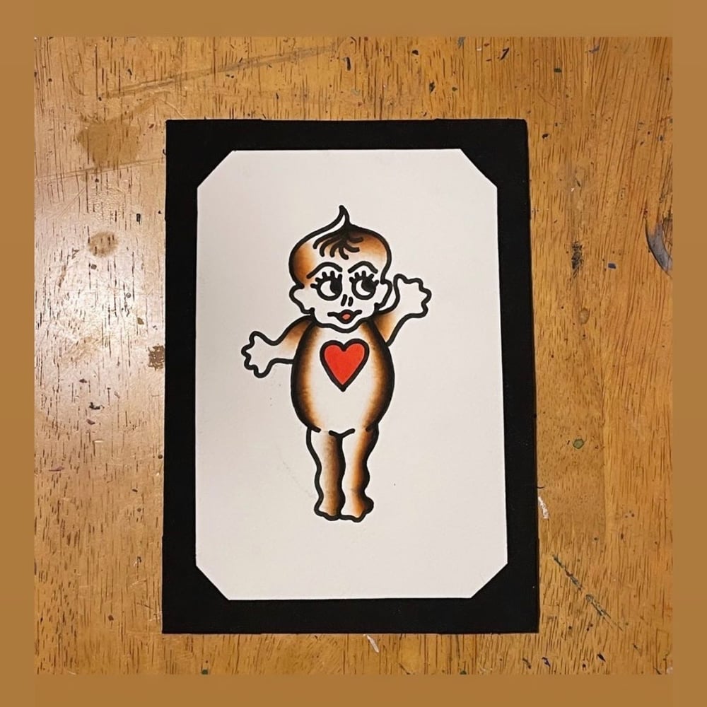 Image of Love Heart Kewpie Painting