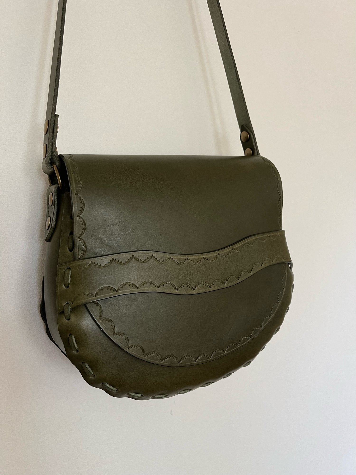 Image of Olive Crossbody Saddle Bag