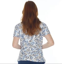Image 3 of Hearts of Blue - V Neck Scrub Top