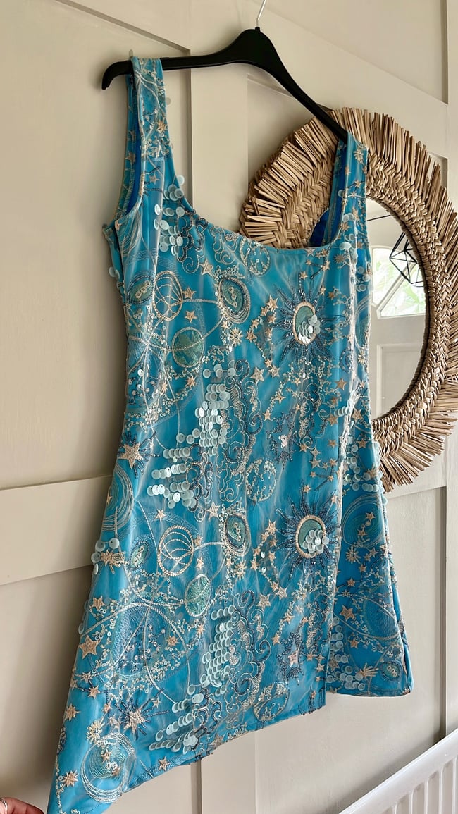 Aqua Universe Dress. Heavily Embellished Spandex Dress