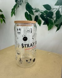 Image 2 of stray kids Doodle glass cup with straw  