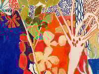 Image 3 of Botanical garden unframed original oil pastel drawing 