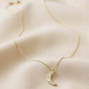 Image of Lisa Angel Crystal Crescent Moon Necklace