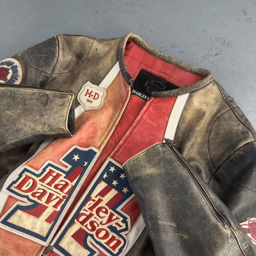 Image of Harley Davidson Cropped Leather Jacket, size large