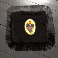 Image 1 of Black Sacred Heart Velvet Cushion