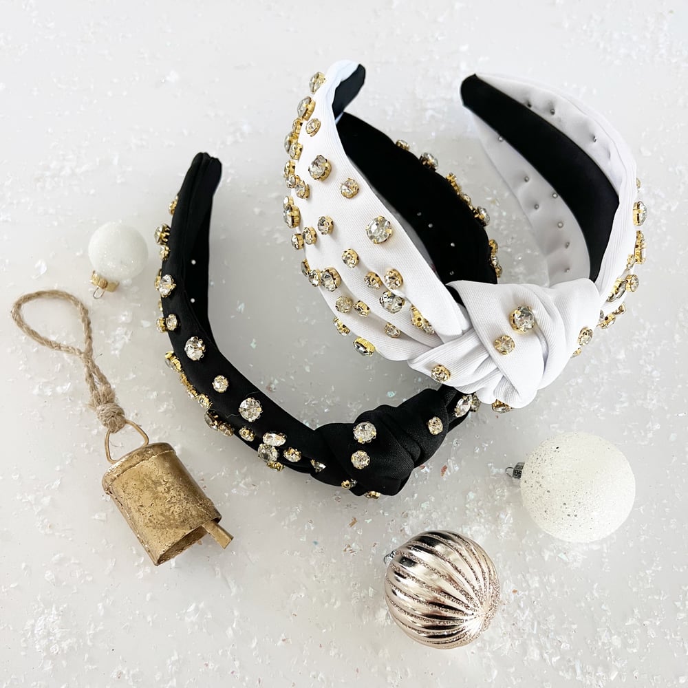 Image of Black and White Bejeweled Headbands 