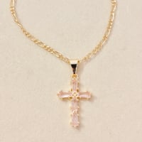 Image 1 of Frosty Pink Cross Necklace