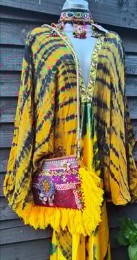 Image 9 of Wanderlust maxi dress Sari tie dye Mustard upto 18 uk