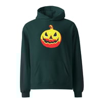 Image 12 of Long Sleeve Oversized Hoodie (Adult M/F) - Jack O Lantern Vintage Red-Yellow