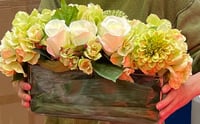 Image 1 of Rose and hydrangea rectangular vase 