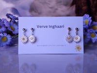 Image 1 of Dainty  Mother of Pearl Daisy Earrings
