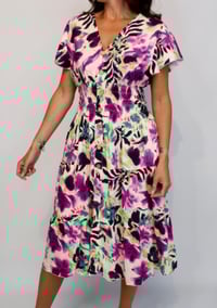 Image 1 of Bold Watercolour Print Button Midi Dress