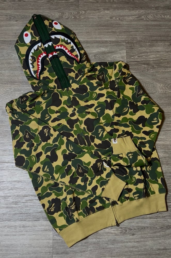 Image of BPE Green Double Hoodie (Full ZipUp)