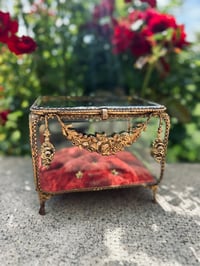 Image 9 of Beau et grand coffre en verre biseauté, velours, miroir, XIXÈME s.