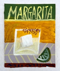 Margarita on ochre, green & lilac