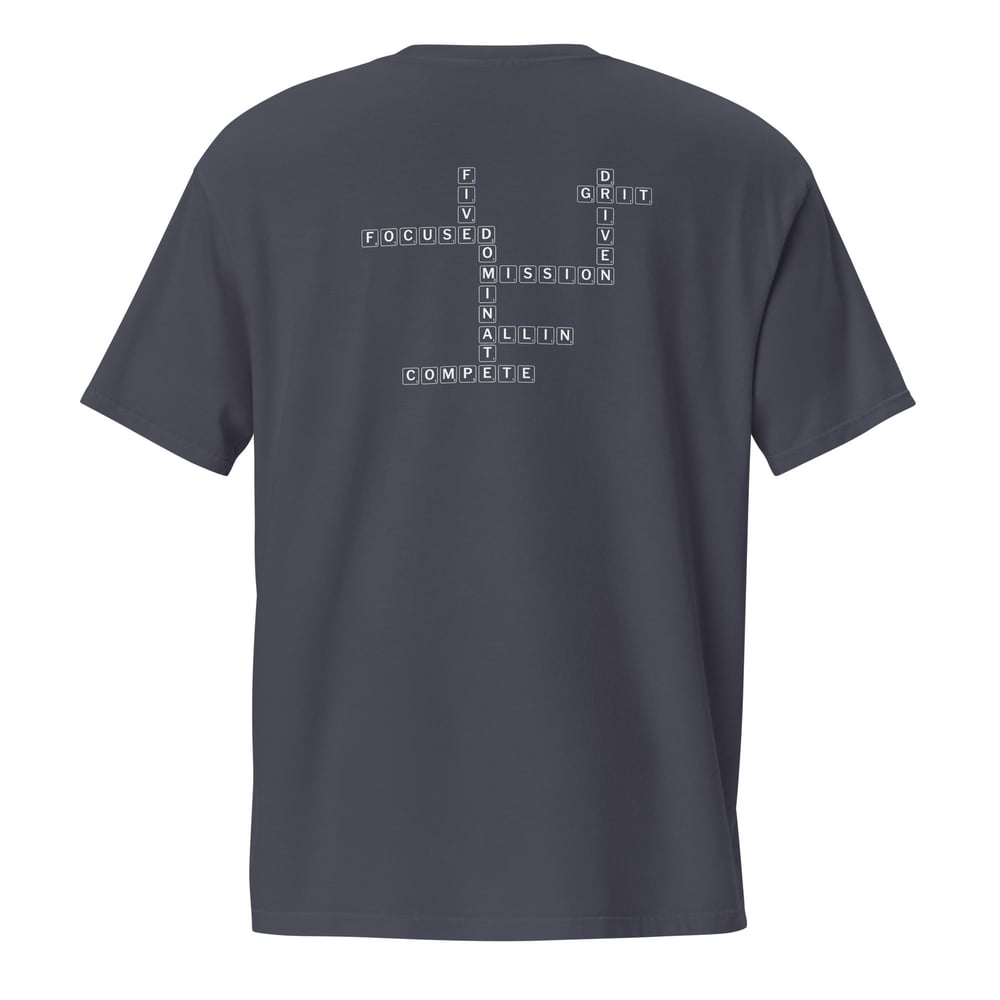 Five scrabble design pocket t-shirt 