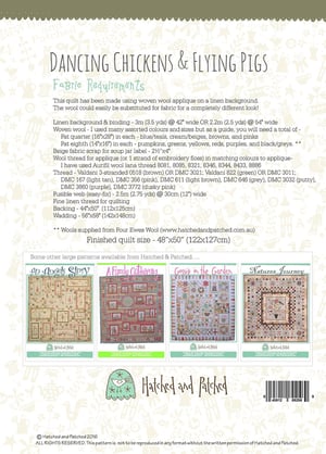Image of 30% OFF! Dancing Chickens & Flying Pigs Pattern By Hatched and Patched