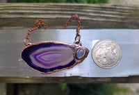 Image 2 of Electroformed purple geode slice and moonstone necklace 03