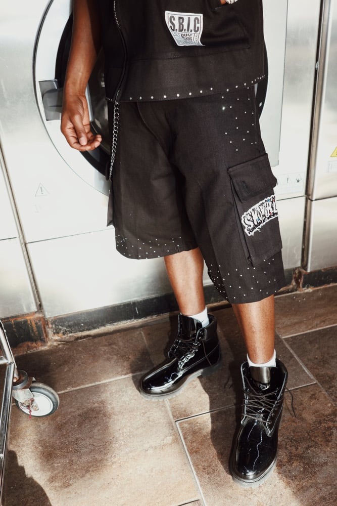 Image of Black Denim Set Diamond 