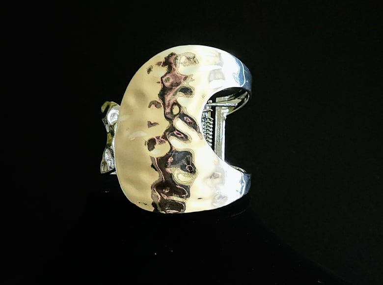 Image of Silver Beaten Cuff Bracelet 