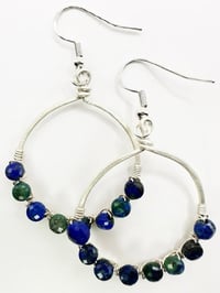 Image 1 of Lapis Lazuli (Silver) Hoop Earrings