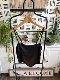 Image 2 of Forever 21 black satin  handkerchief top 