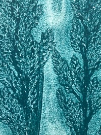 Image 4 of Grass Ghost Original Botanical Monoprint Blue A4